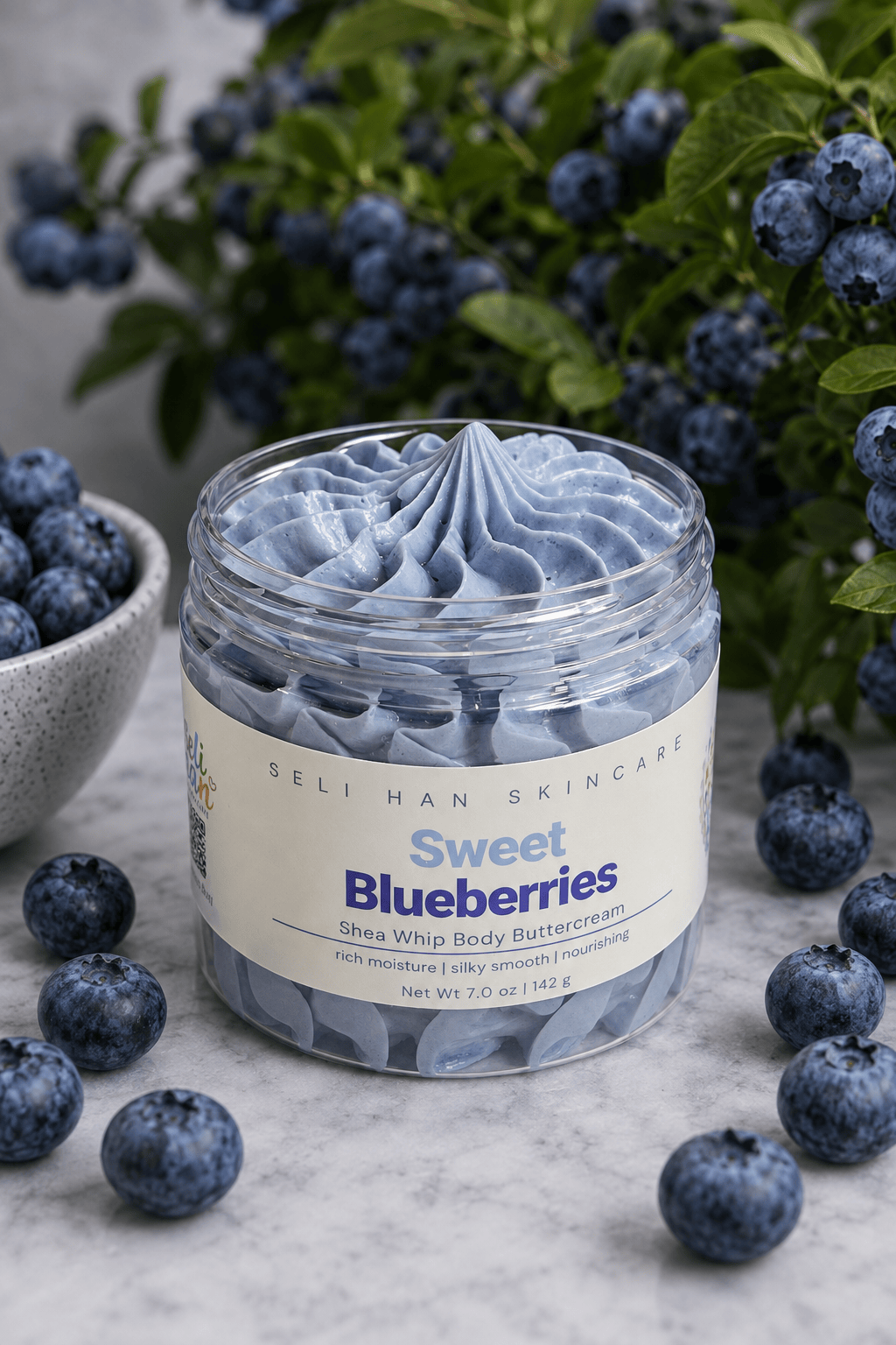 Sweet Blueberries Shea Whip Body Buttercream - Seli Han Skincare 