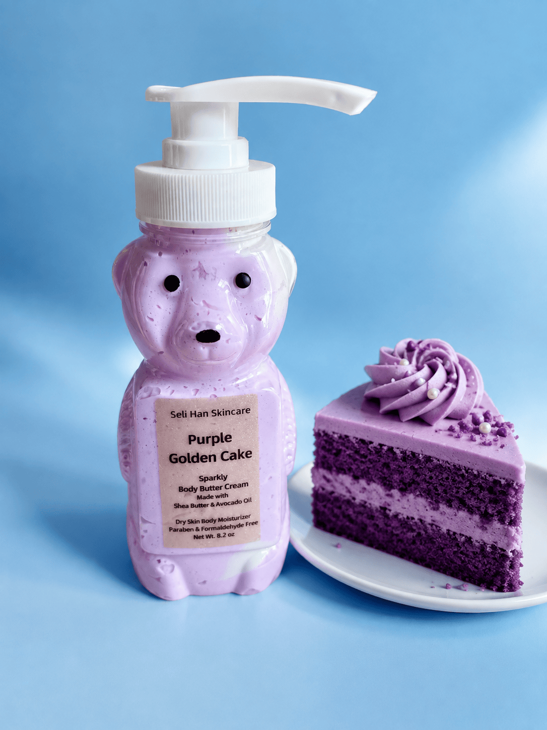 Shimmer Body Butter Cream - Purple Golden Cake - Seli Han Skincare 