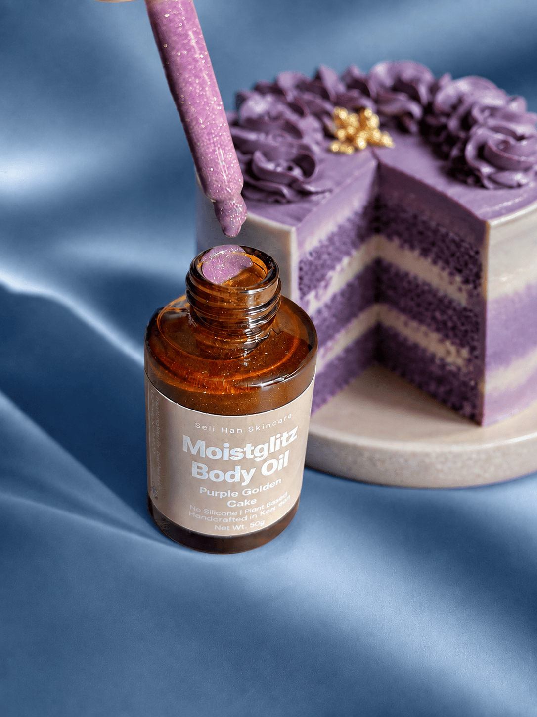 Purple Golden Cake Glimmer Body Oil - Seli Han Skincare 